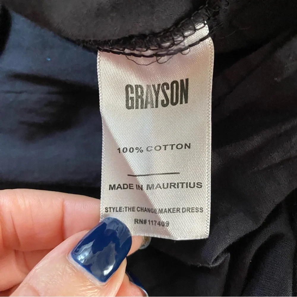 GRAYSON CHANGEMAKER DRESS BLACK COTTON DROP WAIST LONG SLEEVE POCKETS SIZE M